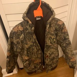 Carhartt BOYS' ZIP-FRONT CANVAS INSULATED HOODED CAMO JACKET